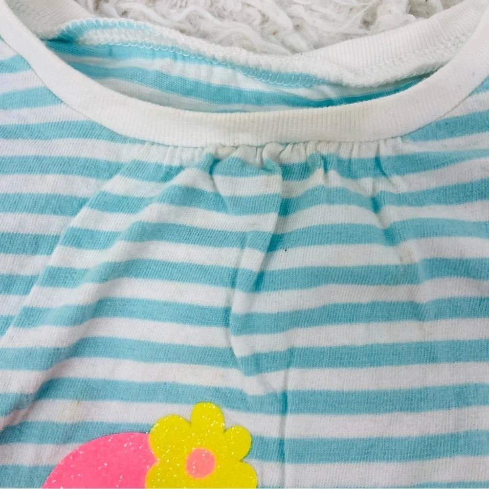 Carter's Blue and White Striped flamingo ruffle Top with pink floral shorts 3T - Picture 11 of 17